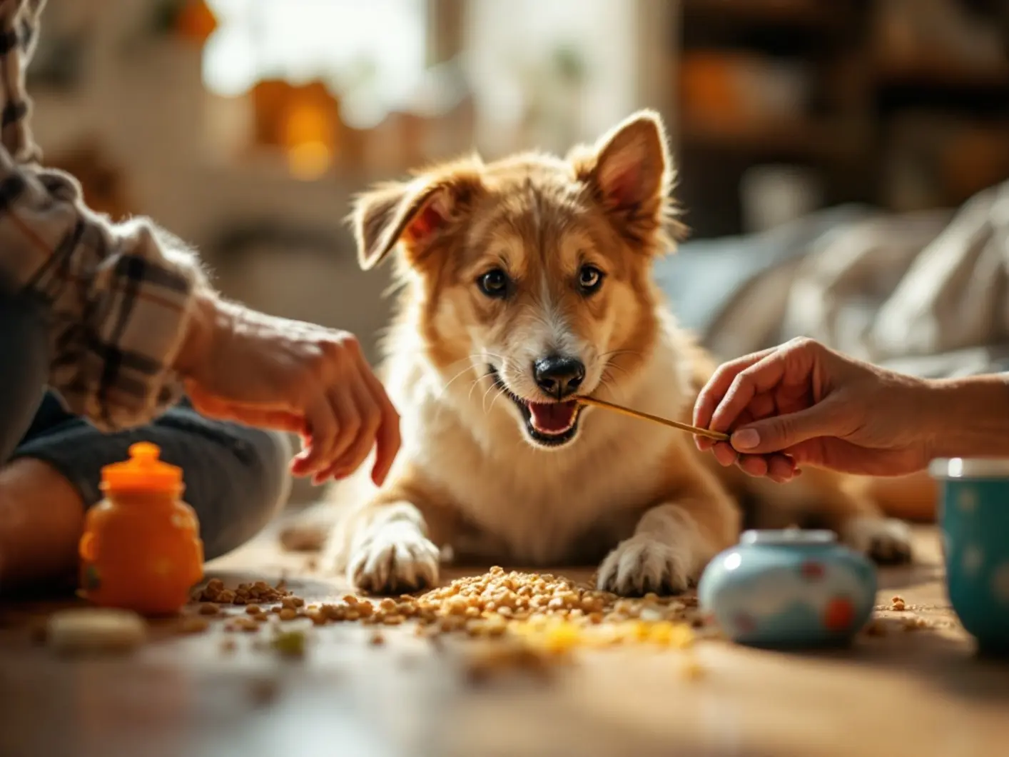 Dog chews a toy instead of furniture – effective redirection technique