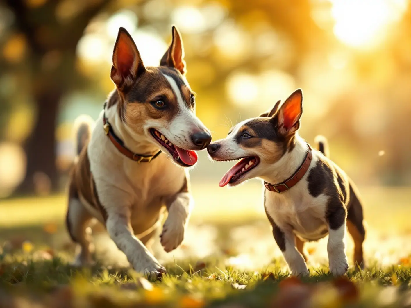 Miniature Bull Terrier full body in greenery, distinctive egg-shaped head