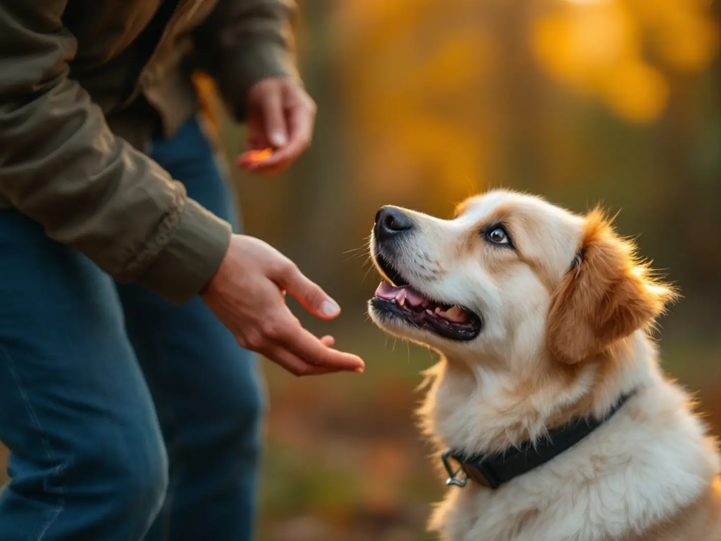 Dog and owner on a walk, an illustration of emotional communication