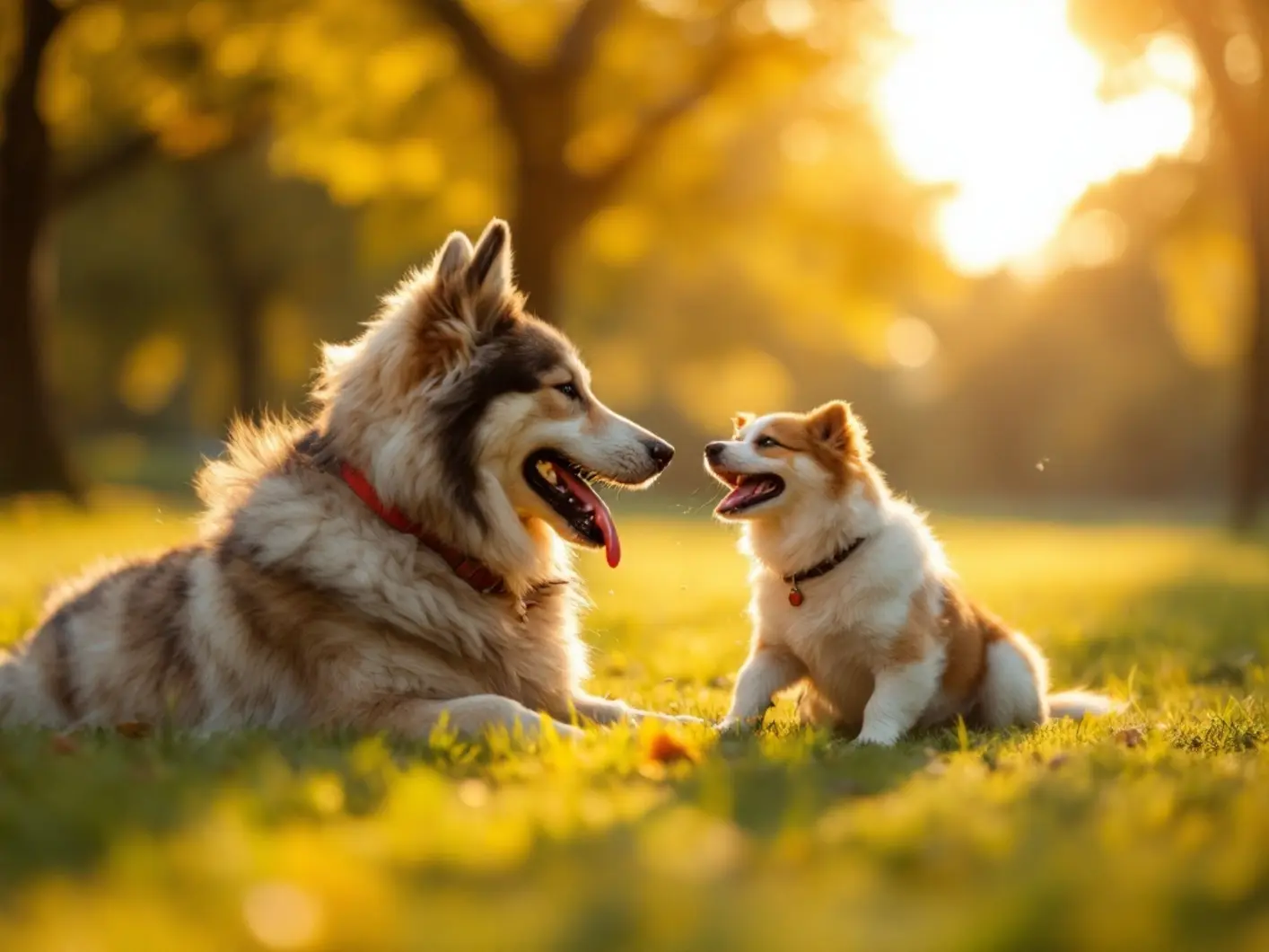 Saint Bernard, Golden, Labrador, and Beagle with children on grass – breed challenges